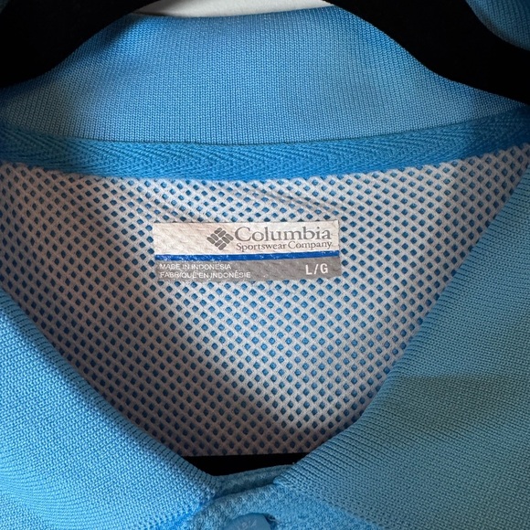 Columbia PFG Omni-Shade Men’s Large Sky Blue Performance Polo UPF Fishing Golf - Picture 2 of 11
